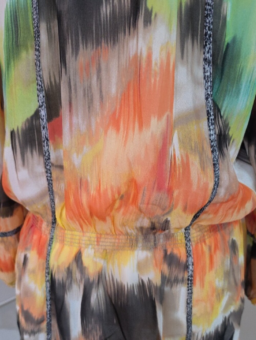 Calvin Klein Multi-Color AbstractPrint Peasant Blouse - Size M - Picture 8 of 12